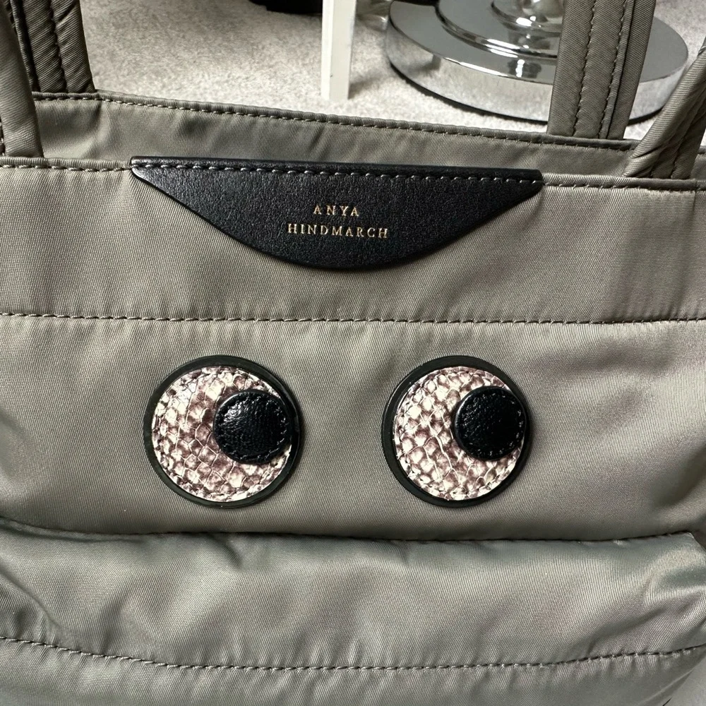 Anya Hindmarch Snake Print Eyes Mini Crossbody Tote in Grey - Picture 2 of 4